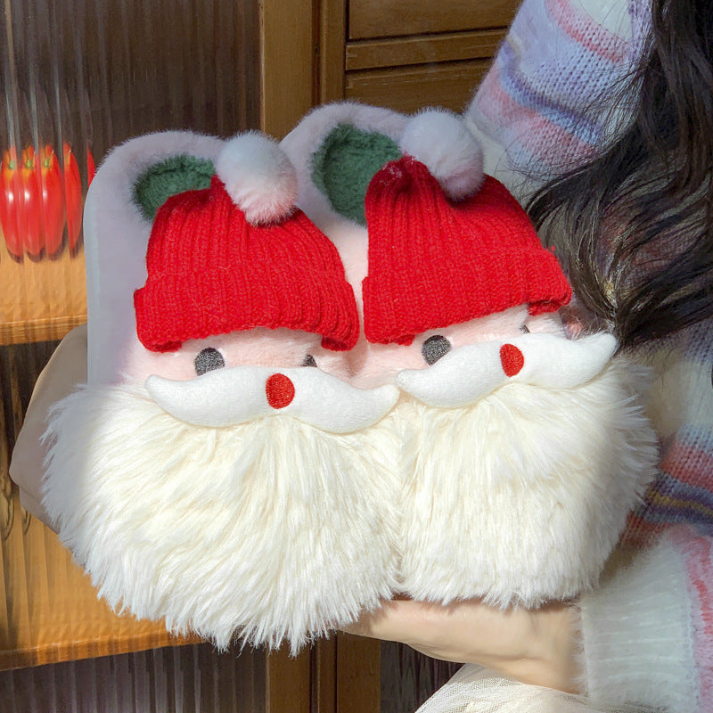 Christmas Santa Claus Home Slippers Winter Warm Indoor Non-slip Floor Plush Shoes