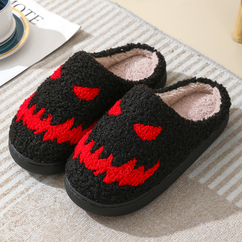 Halloween Print Slippers Warm Winter Slippers For Men Women Couple Home Shoes Indoor Cotton Slippers