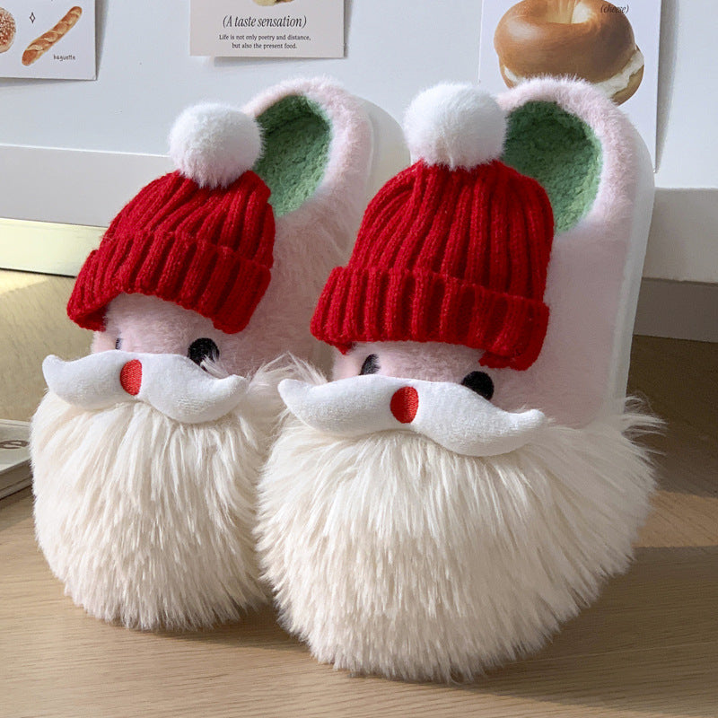 Christmas Santa Claus Home Slippers Winter Warm Indoor Non-slip Floor Plush Shoes