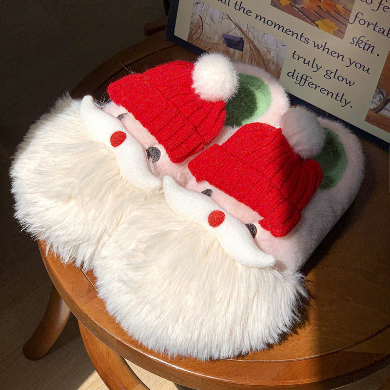 Christmas Santa Claus Home Slippers Winter Warm Indoor Non-slip Floor Plush Shoes