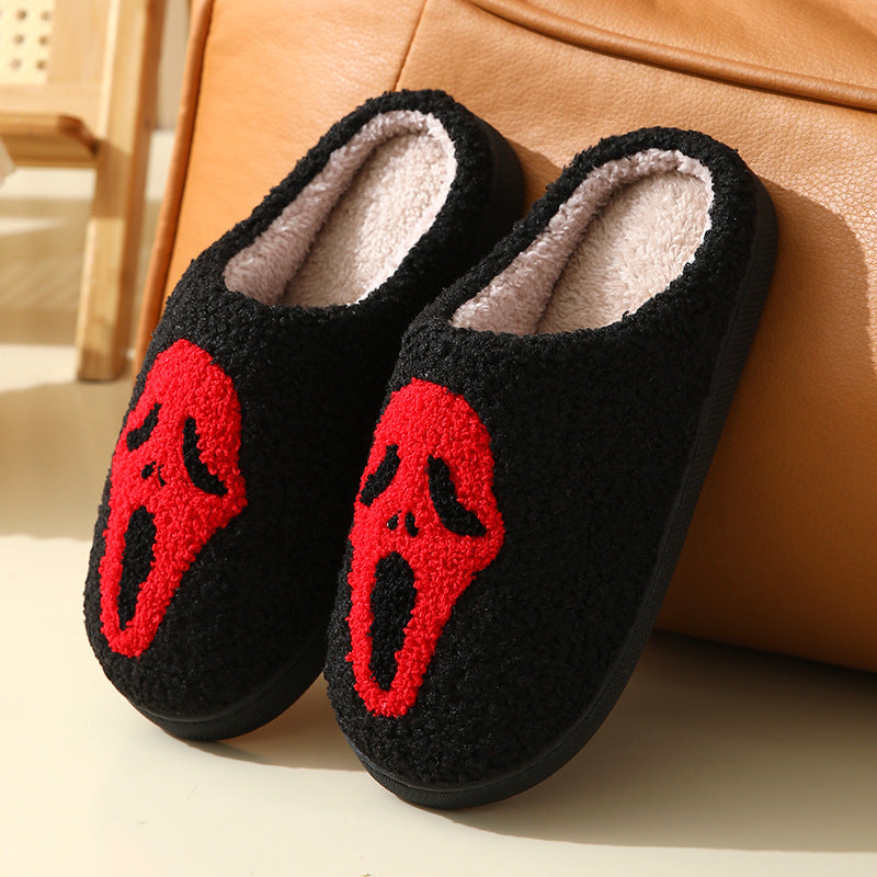 Halloween Print Slippers Warm Winter Slippers For Men Women Couple Home Shoes Indoor Cotton Slippers