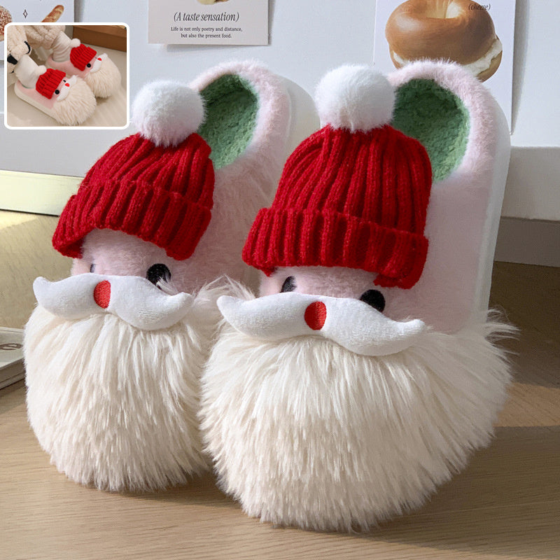 Christmas Santa Claus Home Slippers Winter Warm Indoor Non-slip Floor Plush Shoes