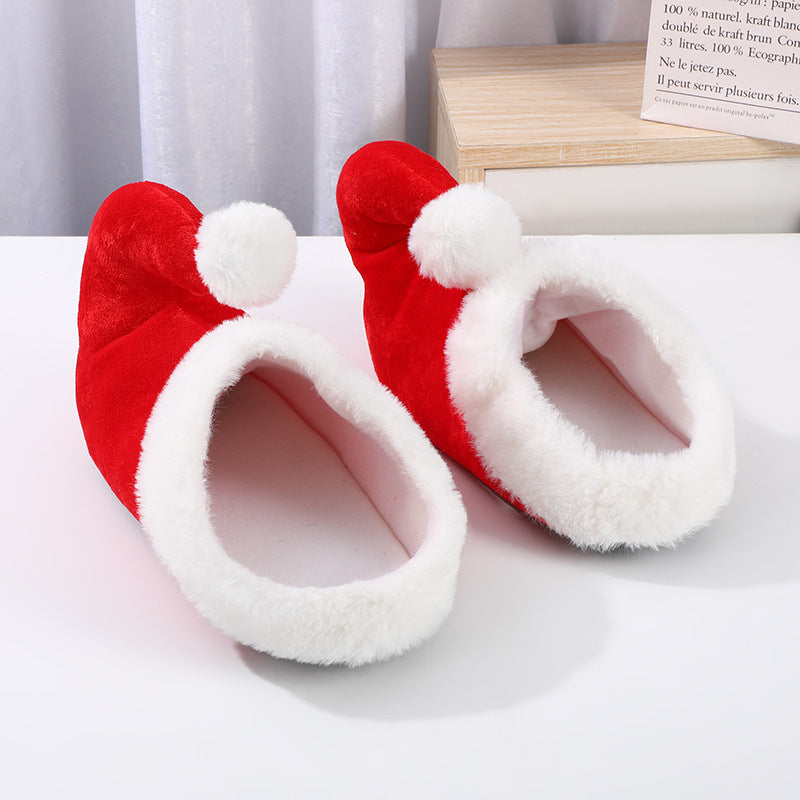 Christmas Cute Cotton Slippers Red Cartoon Santa Elf Shoes