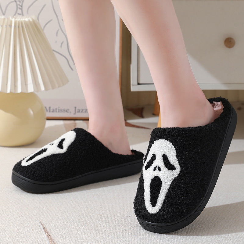 Halloween Print Slippers Warm Winter Slippers For Men Women Couple Home Shoes Indoor Cotton Slippers