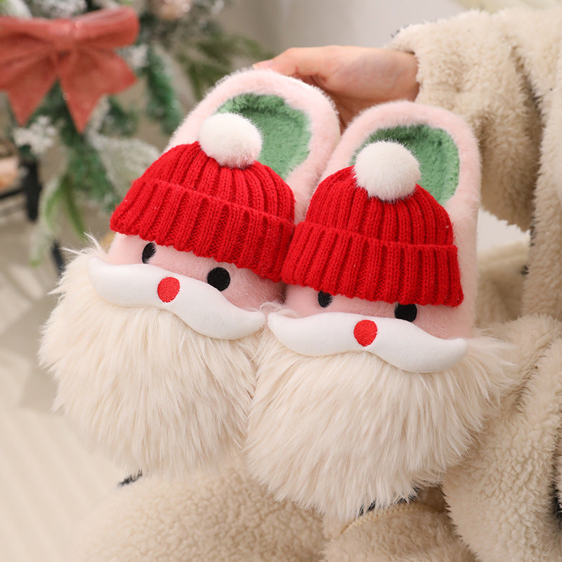 Christmas Santa Claus Home Slippers Winter Warm Indoor Non-slip Floor Plush Shoes