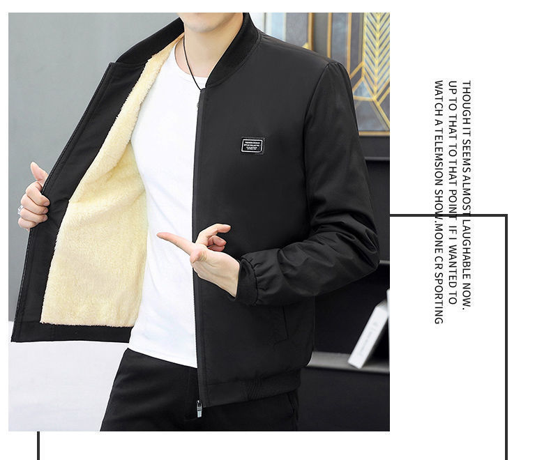 Autumn Winter Coat Fleece-lined Thickened Cotton-padded Coat Slim-fit Jacket