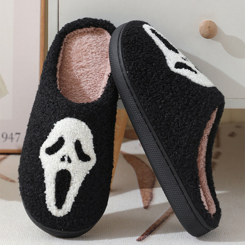 Halloween Print Slippers Warm Winter Slippers For Men Women Couple Home Shoes Indoor Cotton Slippers