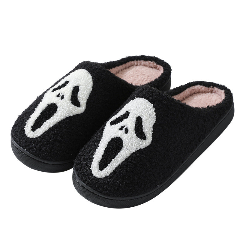 Halloween Print Slippers Warm Winter Slippers For Men Women Couple Home Shoes Indoor Cotton Slippers