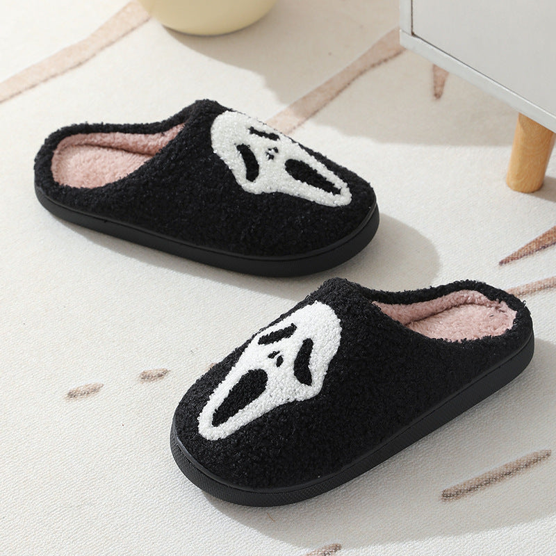 Halloween Print Slippers Warm Winter Slippers For Men Women Couple Home Shoes Indoor Cotton Slippers