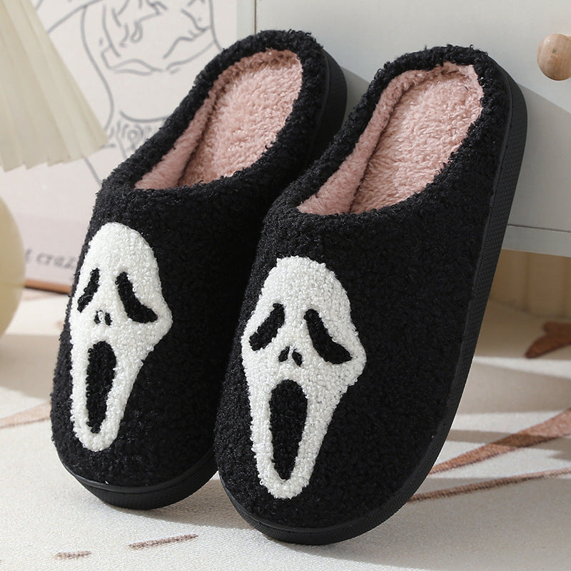 Halloween Print Slippers Warm Winter Slippers For Men Women Couple Home Shoes Indoor Cotton Slippers